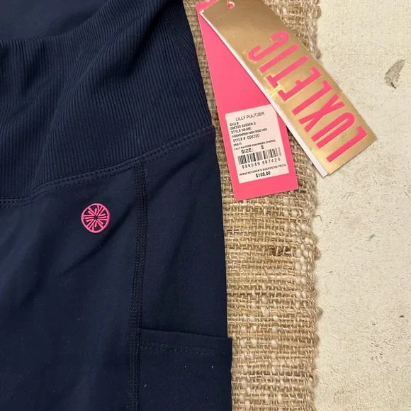 Lilly Pulitzer Fabletics Women's Navy and Pink Leggings Small - Picture 4 of 5